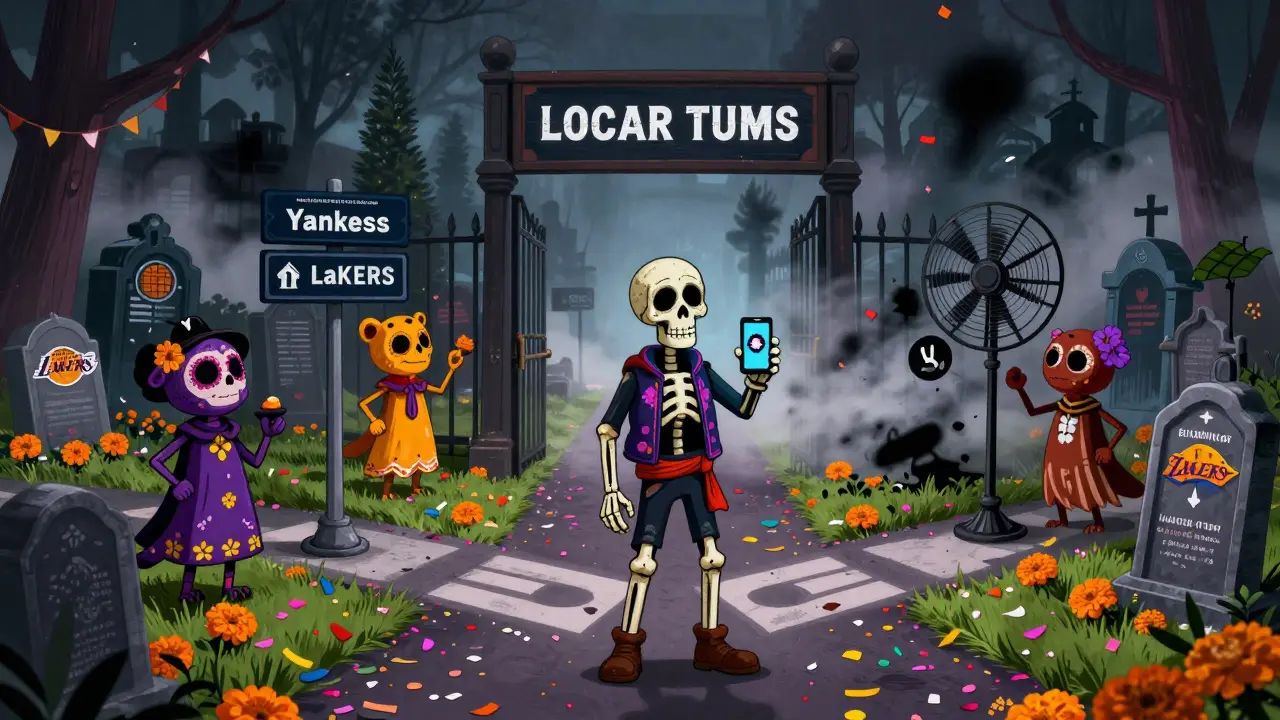 A skeleton fan choosing between clear and blocked streaming paths