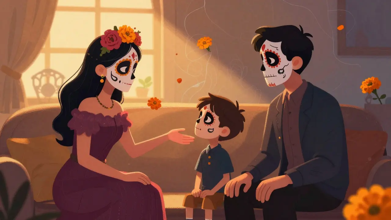 Dreamlike family reunion with Day of the Dead makeup