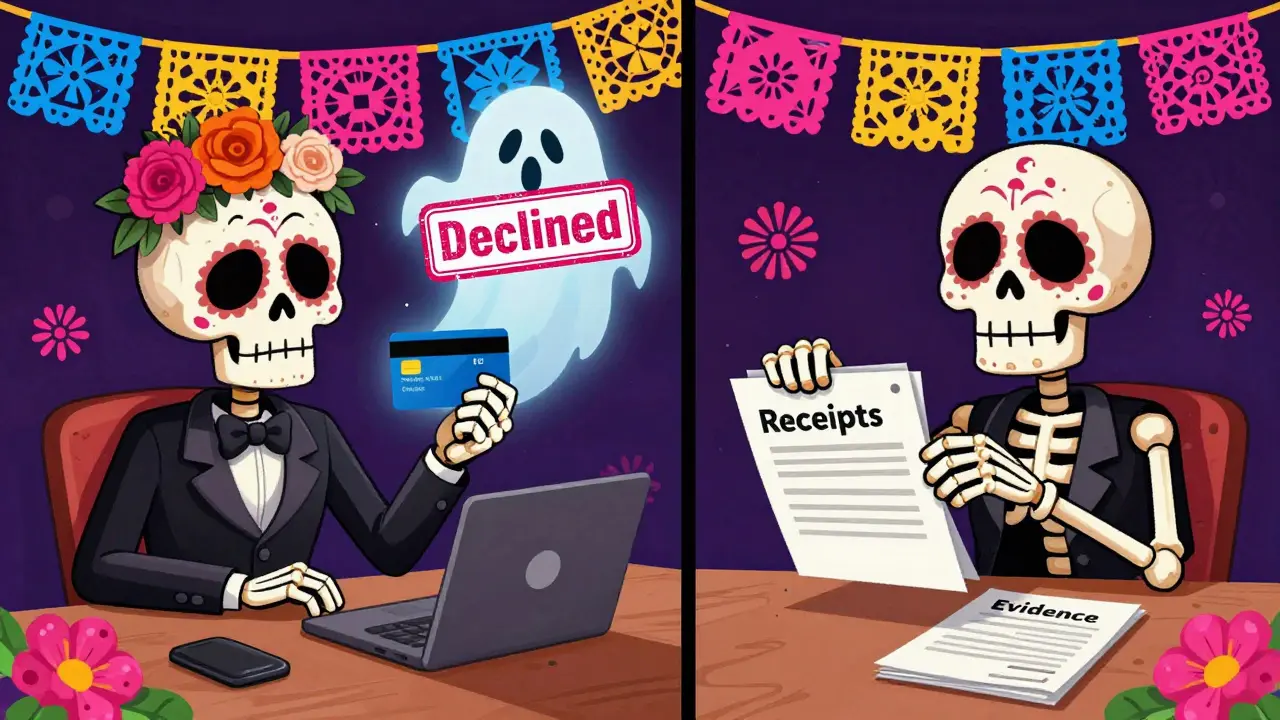 Skeletons dealing with declined cards and gathering billing evidence