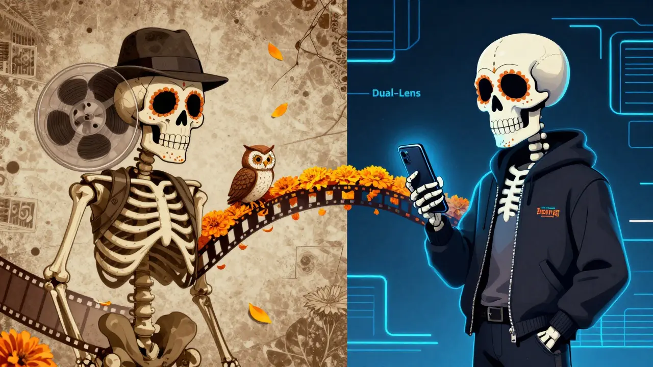 Vintage and modern skeletons bridging time periods for film review