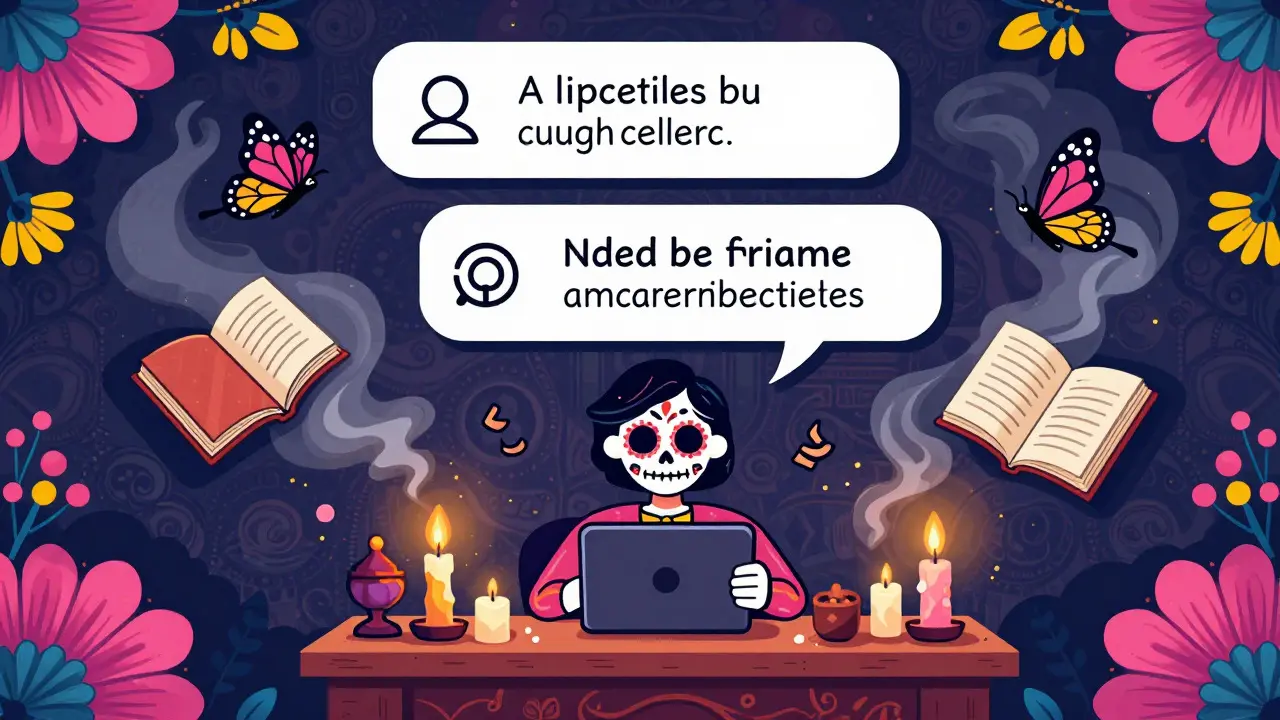 Cartoon figure learning languages via streaming with dual speech bubbles