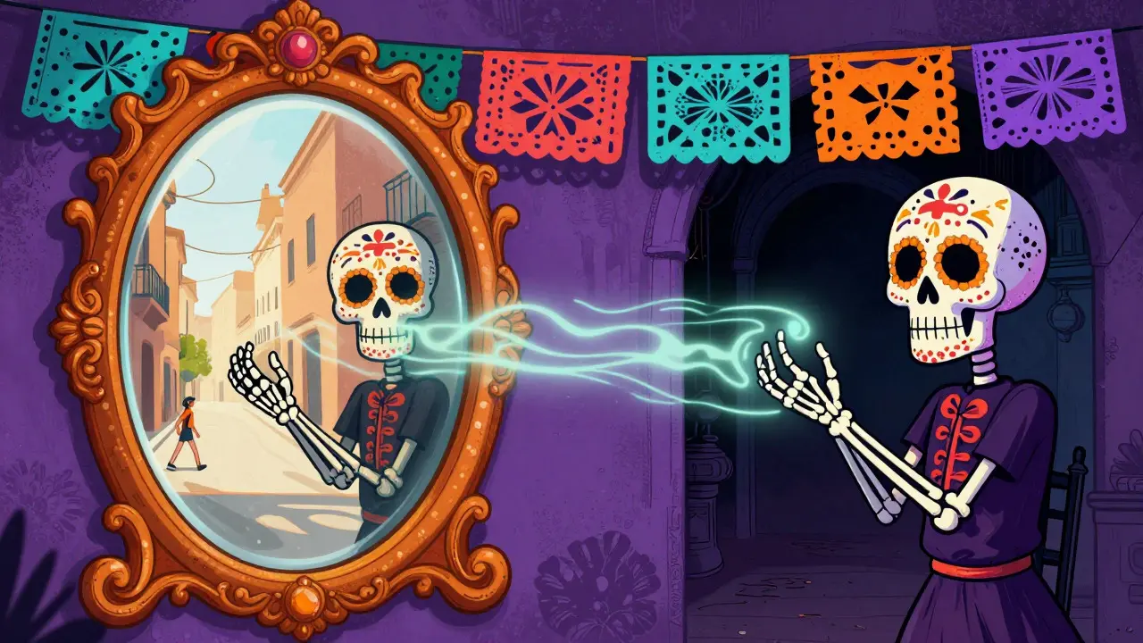 Dynamic metadata concept illustrated with dual reflections and skeletal data streams