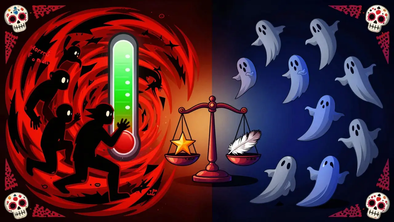 Polarized horror fans pushing scores up while casual viewers drift away.