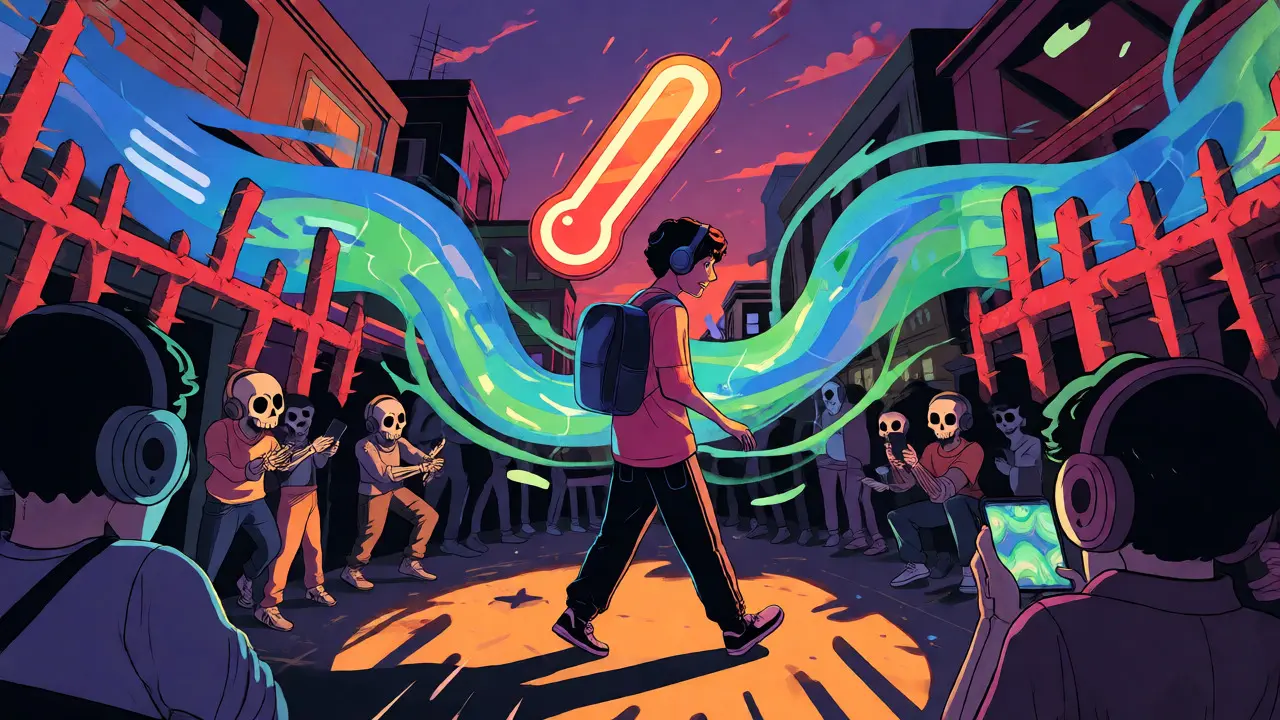 Streamer facing data throttling and heat issues in a stylized city scene